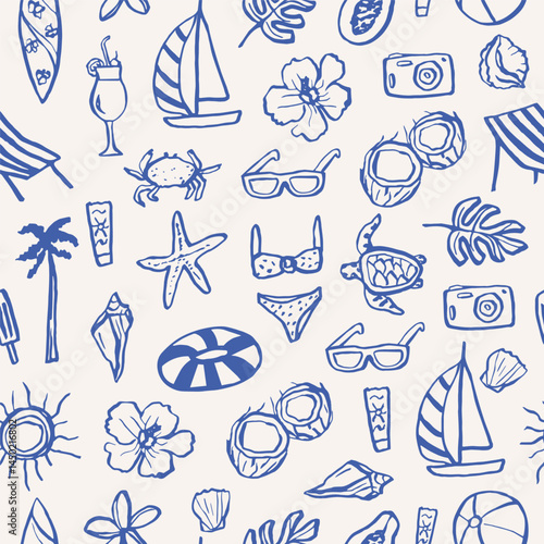Hand drawn doodle summer vacation background