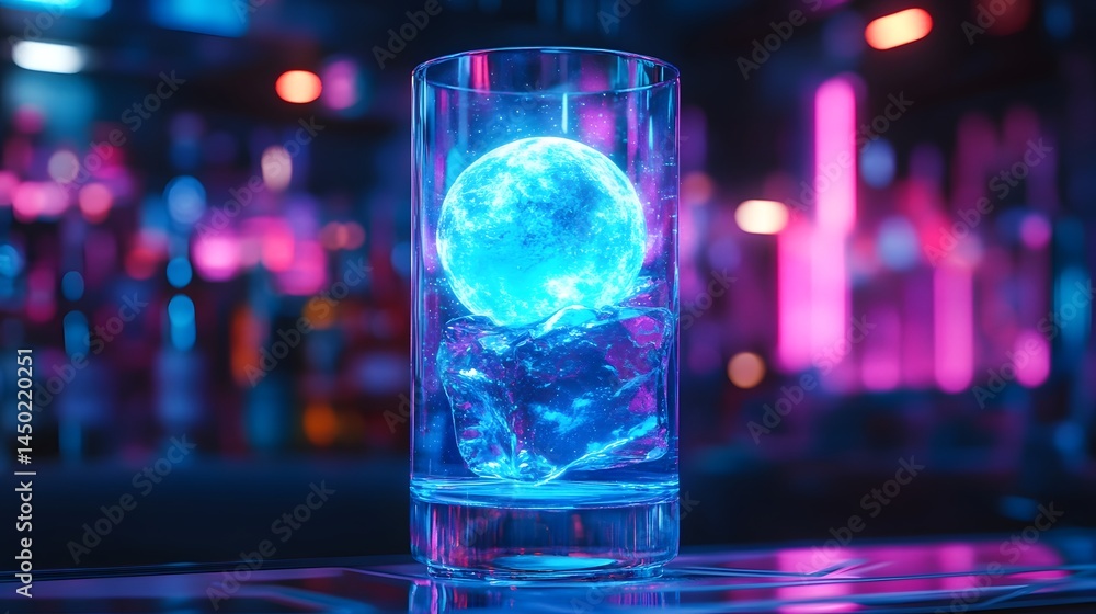 Celestial Tonic A Glowing Turquoise Cocktail in a Futuristic Setting Celestial Tonic A Glowing Turquoise Cocktail in a Futuristic Setting