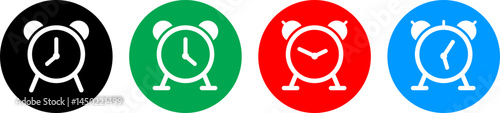 Alarm clock flat icon for apps and website. Alarm clock isolated on color full background. Vector illustration.