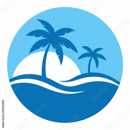 Beach silhouette icon on white background
