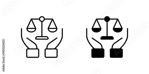 A simple vector icon set featuring legal justice symbols, ideal for law and justice designs.