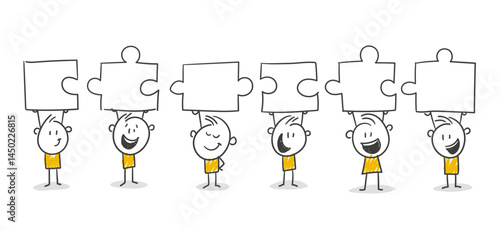 Strichfiguren / Strichmännchen / Stick Figures: Puzzle, Puzzleteil, Team. (Nr. 839)