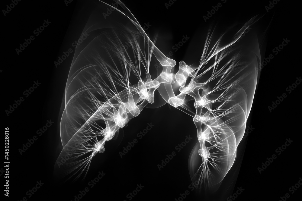 Fototapeta premium Striking black and white abstract artwork with fluid lines and contrasting shapes, creating visual interest.