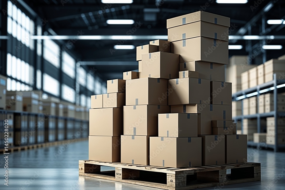 Pile of Cardboard Boxes in Warehouse Pile of Cardboard Boxes in Warehouse