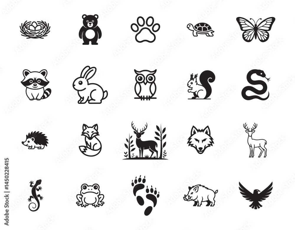 Obraz premium 20 Wildlife and Animal Icons set 