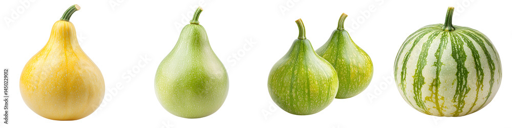 Obraz premium Assorted pears and produce on a white background