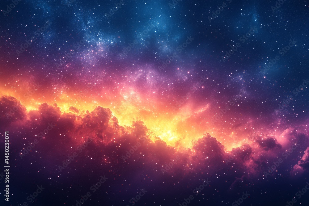 Fototapeta premium Cosmic Nebula, vibrant colors, starry night, space background, design