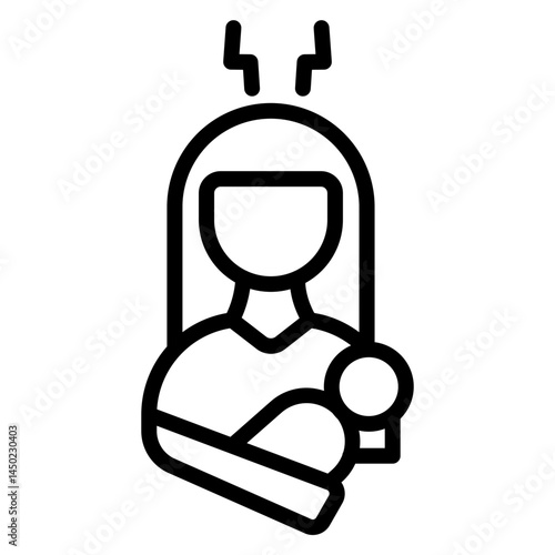 Postpartum Depression Support Vector Line Icon Design