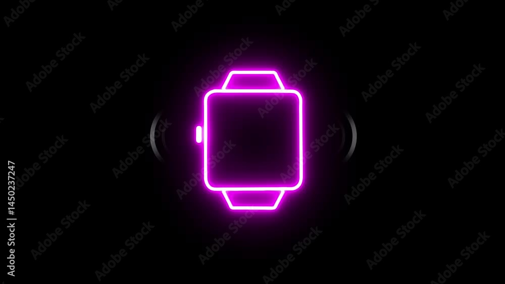 glowing neon Square to Smartwatch Wireless Signal Animation , HD Video Graphic Animation , Simple, clean design with minimal details. The smartwatch is square with rounded corners glowing neon Square to Smartwatch Wireless Signal Animation , HD Video Graphic Animation , Simple, clean design with minimal details. The smartwatch is square with rounded corners