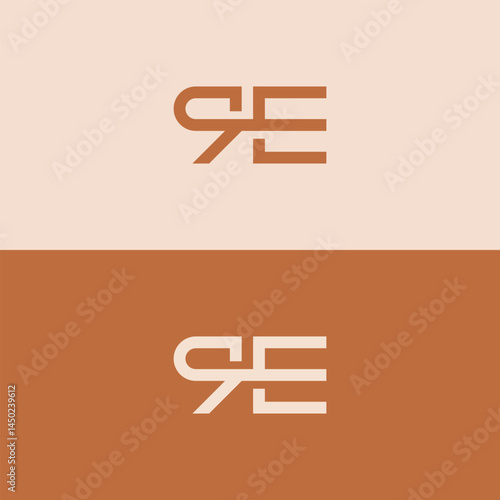 Simple RE Letter Logo Design Vector.