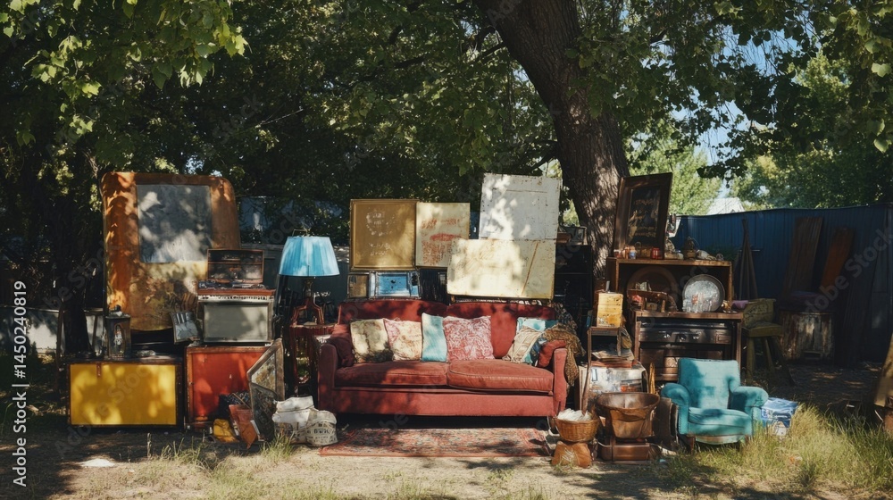 Second-hand items displayed outdoors Second-hand items displayed outdoors