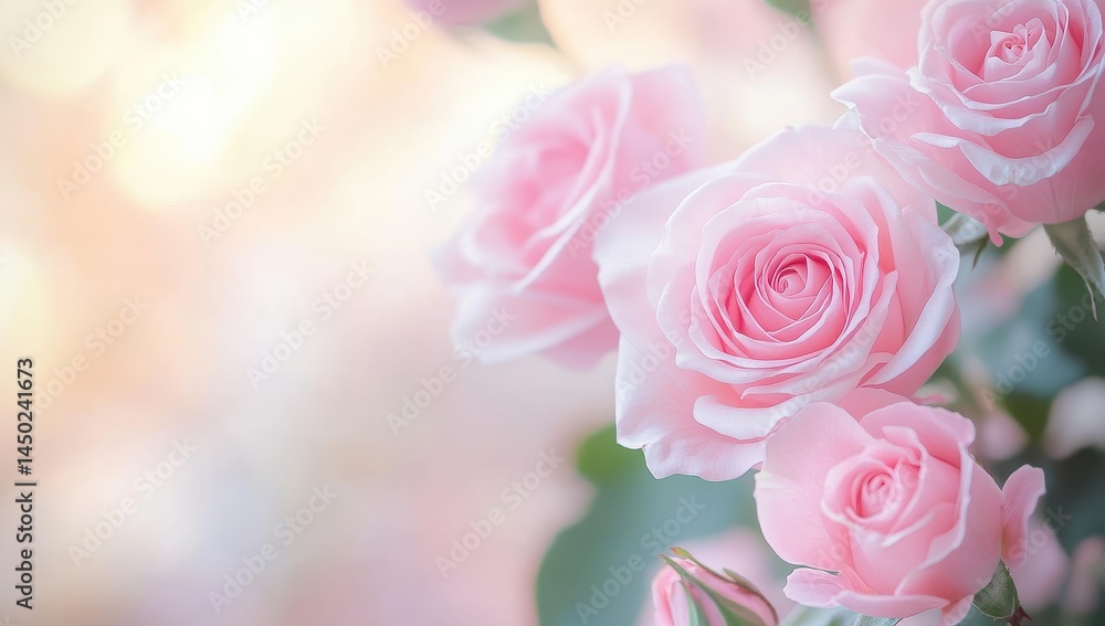 Soft Pink Roses with Delicate Petals in a Dreamy Background, Perfect for Nature-Themed Design Projects and Romantic Occasions Soft Pink Roses with Delicate Petals in a Dreamy Background, Perfect for Nature-Themed Design Projects and Romantic Occasions
