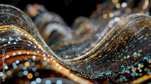 Abstract Sparkling Wave Digital Data Flow Network Technology Background