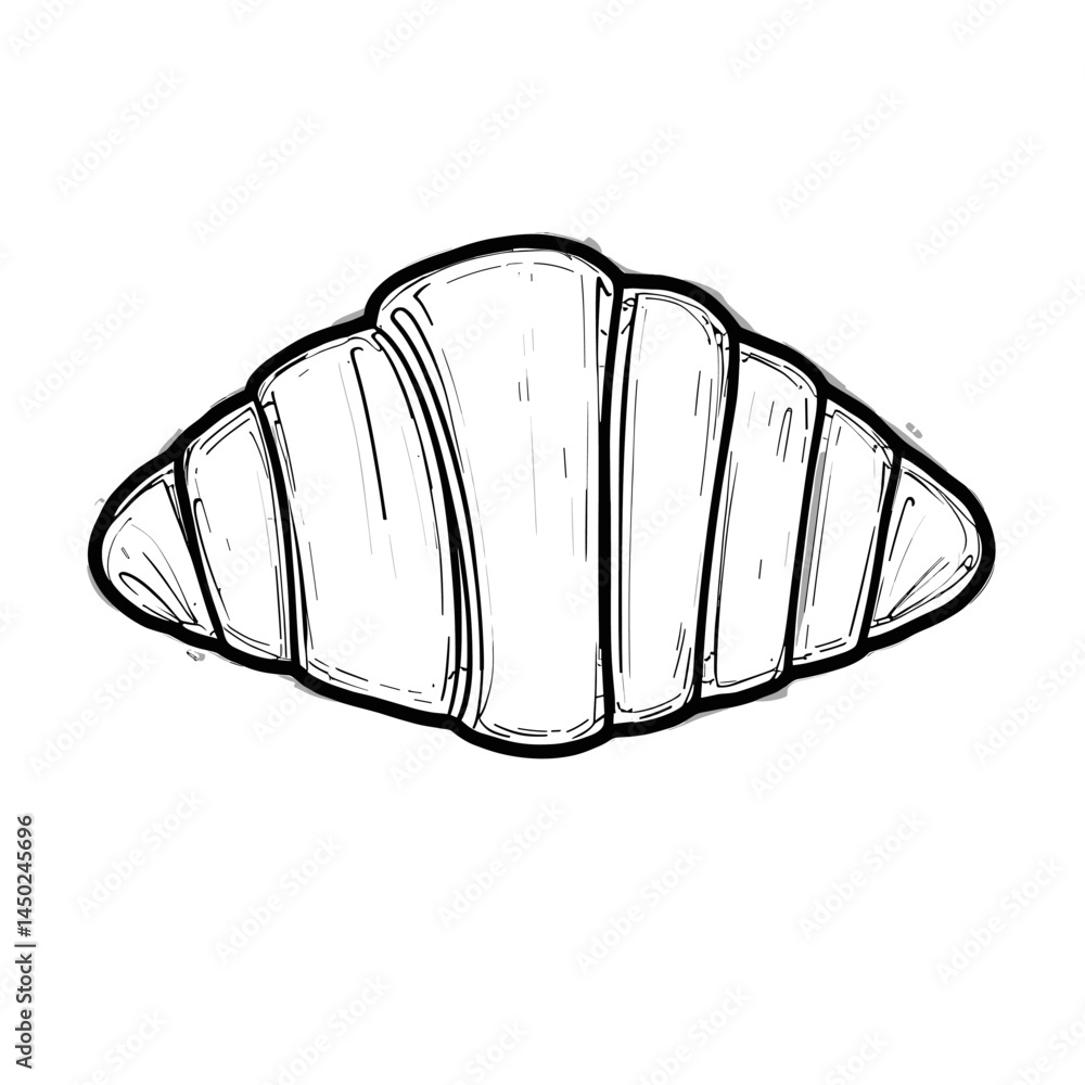 Hand-Drawn Line Art Illustration of a Buttery Croissant Hand-Drawn Line Art Illustration of a Buttery Croissant