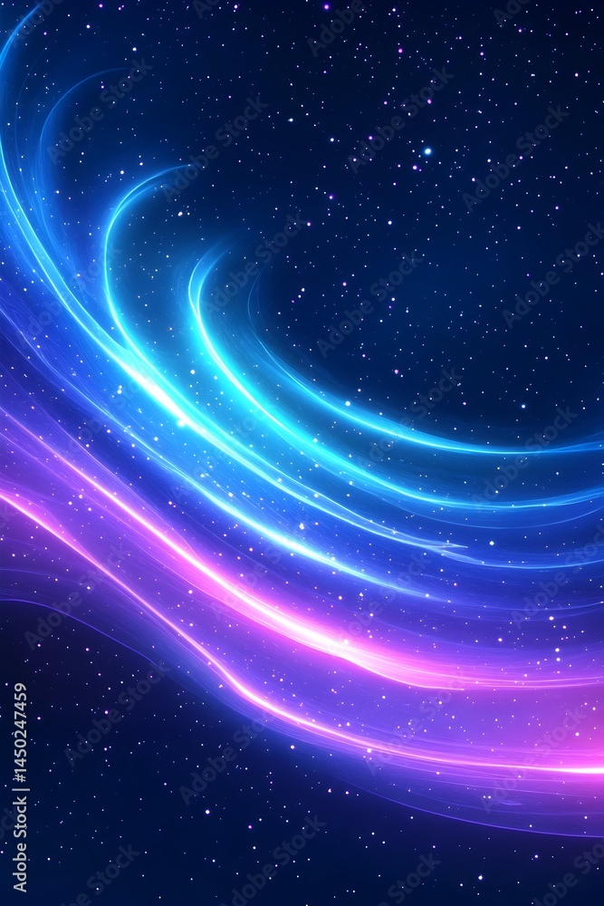 Glowing neon swirls in cosmic backdrop Glowing neon swirls in cosmic backdrop