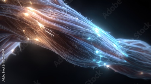 Abstract Glowing Energy Fibers Network Digital Art Background