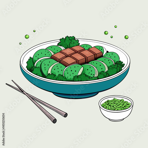 Green Tea Mochi with Chocolate. A Japanese Dessert Delight