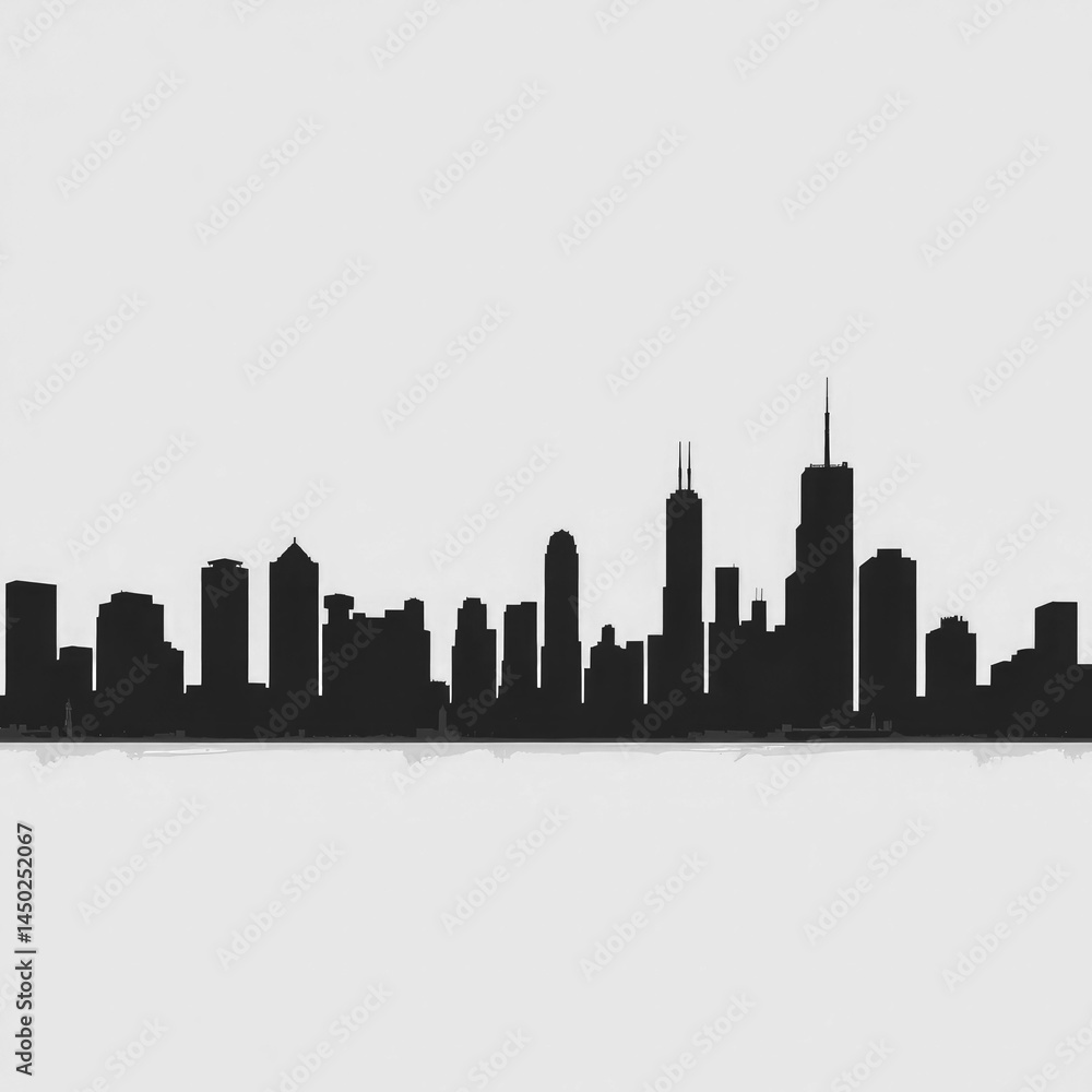 Naklejka premium city skyline silhouette with transparent background PNG and JPEG image