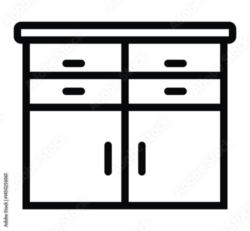 Chest of drawers icon. Dresser icon Symbol mark in Outline style