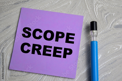 Canvas Print Concept of Scope Creep write on sticky notes isolated on Wooden Table