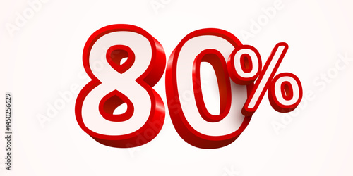80 percent Off. 3d number 10. Sale banner. Vector illustration.