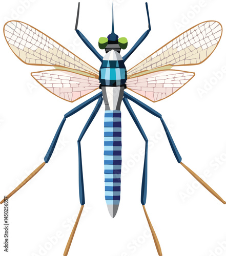 Mayfly flat vector illustration on transparent background.