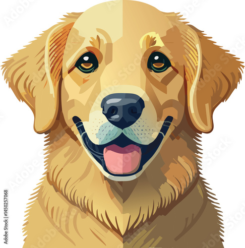 Golden Retriever flat vector illustration on transparent background.