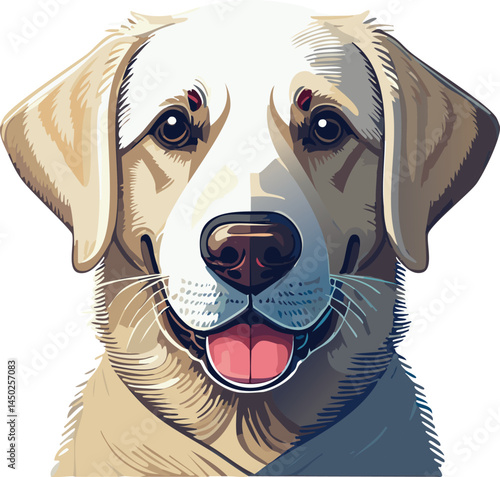 Labrador Retriever flat vector illustration on transparent background.