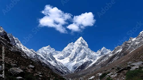 Wallpaper Mural Majestic Himalayan Peak with Heart Cloud, and Nepal Trek. Torontodigital.ca