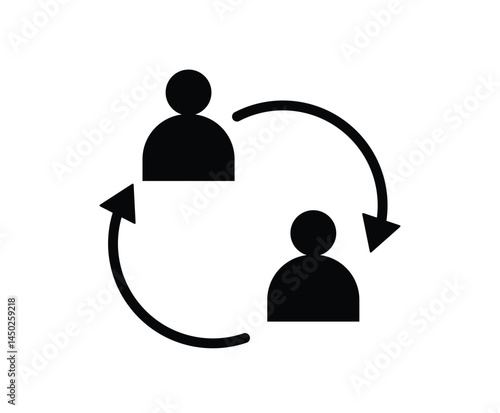 User switch icon  linear logo mark in black and white
