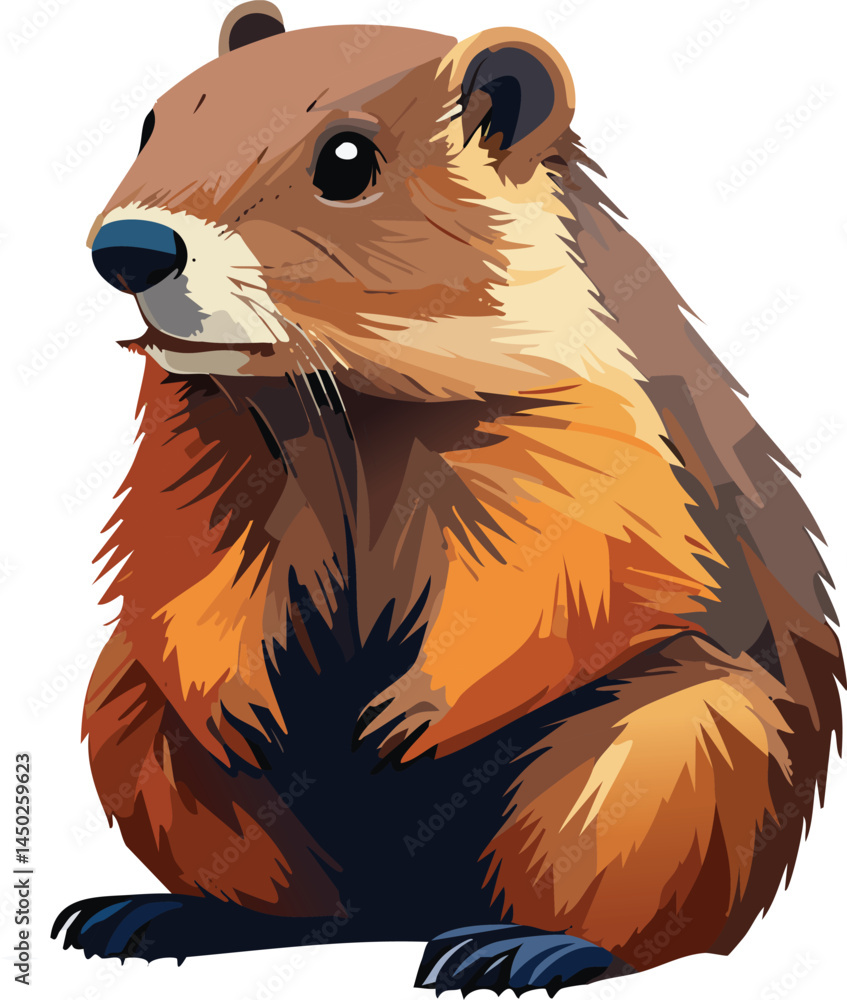 Obraz premium Groundhog flat vector illustration on transparent background.