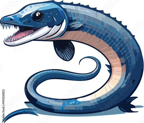 Electric Eel flat vector illustration on transparent background.