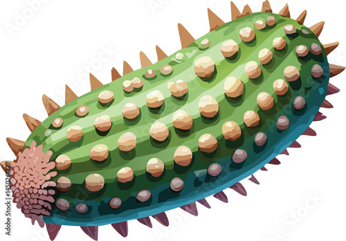 Sea Cucumber flat vector illustration on transparent background.
