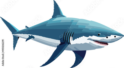 Greenland Shark flat vector illustration on transparent background.