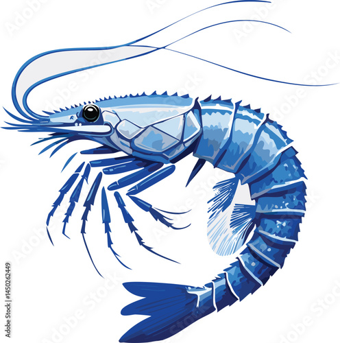 Antarctic Krill flat vector illustration on transparent background.