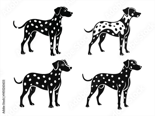 dalmatian sihouette black vector bundle