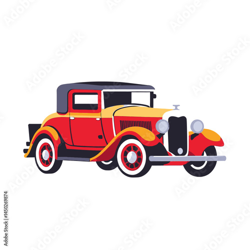 Vintage Car Illustration, Retro Automobile, Automotive Design