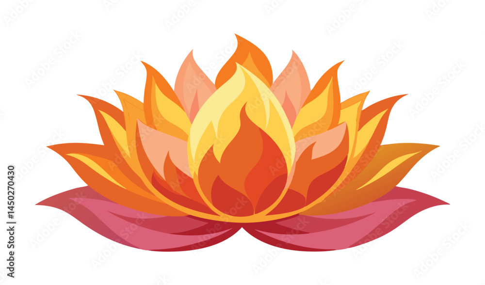 Fiery orange and pink lotus flower design Fiery orange and pink lotus flower design