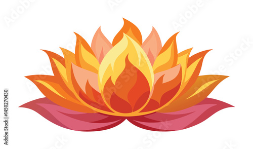 Fiery orange and pink lotus flower design