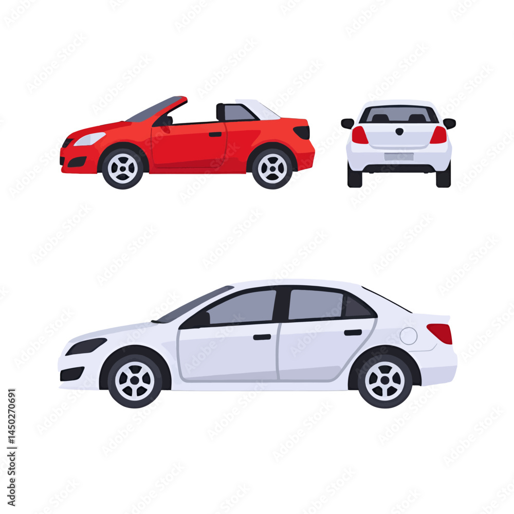 Fototapeta premium Car Vector Illustration_ Convertible And Sedan For Website Or Marketing Use