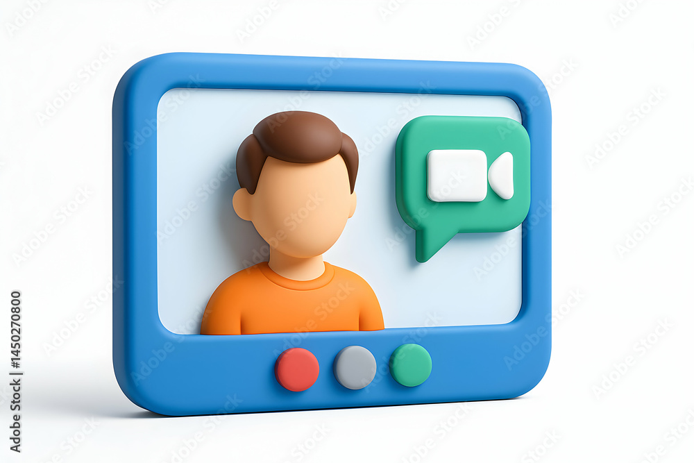 3D illustration of video call communication. 3D illustration of video call communication.