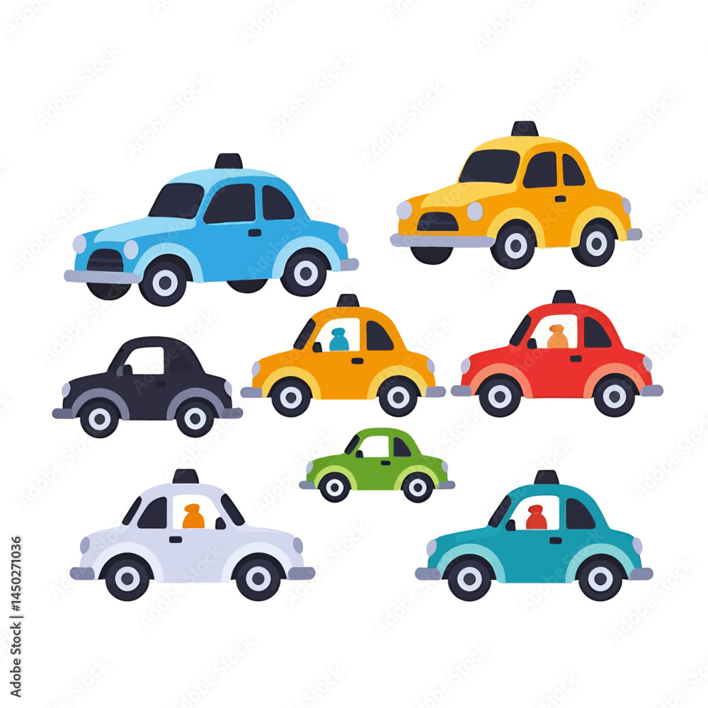Naklejka premium Cartoon Cars Vector Illustration For Children's Education Material