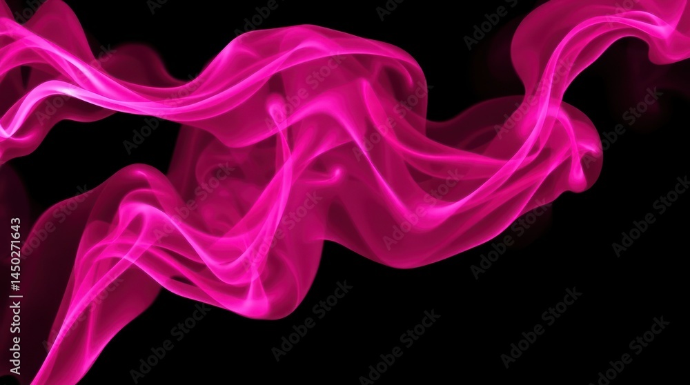 Naklejka premium Abstract pink smoke swirls on black background (9)