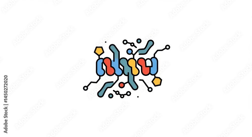Abstract Colorful Interconnected Shapes Design on a Clean White Backdrop Abstract Colorful Interconnected Shapes Design on a Clean White Backdrop