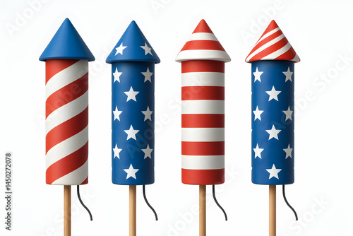 Colorful fireworks rockets for celebration.