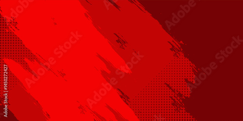 Red Abstract Brush Background with Sporty Style and Halftone Effect. Brush Stroke Illustration for Banner, Poster, or Sports Background