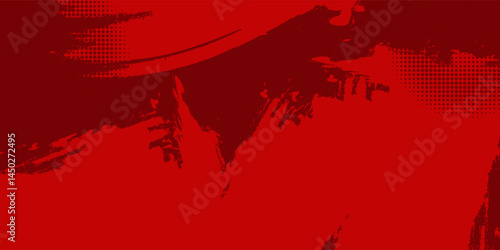 Red Abstract Brush Background with Sporty Style and Halftone Effect. Brush Stroke Illustration for Banner, Poster, or Sports Background