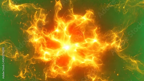 Abstract Fire on Green Screen Background for Visual Effects and Animation