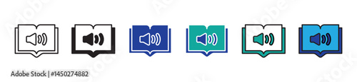 open book with speaker icon set education online course listening book signs vector illustration for web and app