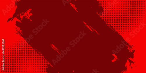 Red Abstract Brush Background with Sporty Style and Halftone Effect. Brush Stroke Illustration for Banner, Poster, or Sports Background